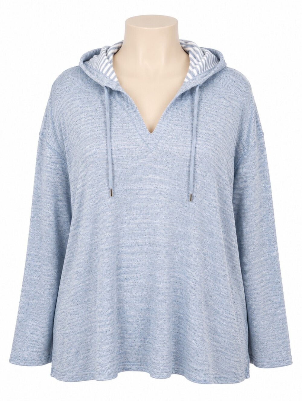 Chaps NWT Women's Heathered Blue V-Neck Hoodie Sz 3X Casual Outdoor Gorpcore